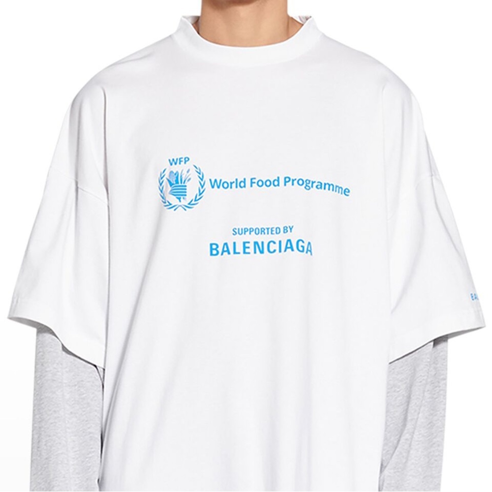 Balenciaga Blue & White World Food Programme WFP Tee Shirt